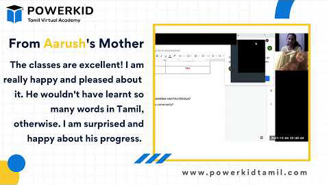 Tamil course testimonial from a parent
