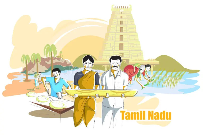 people-culture-tamil-nadu-india-easy-to-edit-vector-illustration-71290679